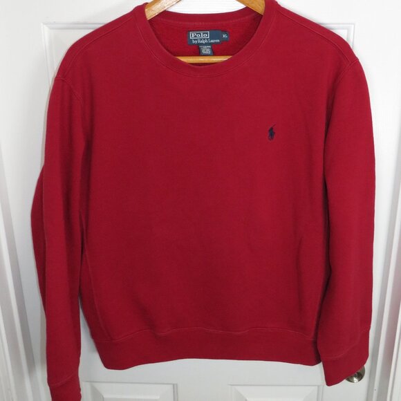 Polo Ralph Lauren Red Crew Neck Sweatshirt Classic Pony Logo Mens XL - Picture 1 of 4